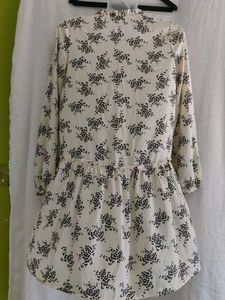 Cream &amp; Black Floral Mini Dress