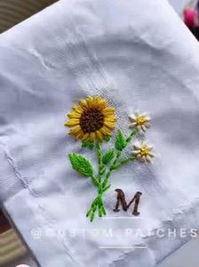 Hand Embroidered Sunflower Hanky