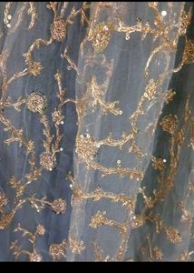 bust 40 Elegant Embroidered Grey Ethnic Gown