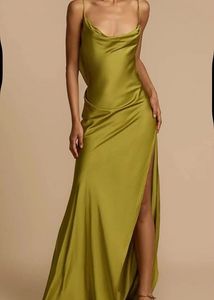 Elegant Satin Cowl Neck Maxi Dress