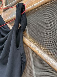 black shoulder drop fitted top