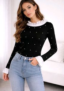 Black & White Embellished Top