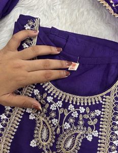 Embroidered Purple Kurta Set with Dupatta