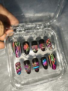 Vibrant Neon Tribal Press-On Nails