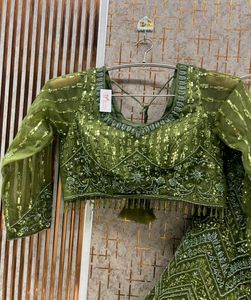 Stunning Green Sequined Lehenga Choli