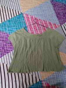 Women's Green Cable Knit Top