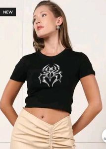 Shein Short Sleeves Graphic Chest Print Crew Tshir