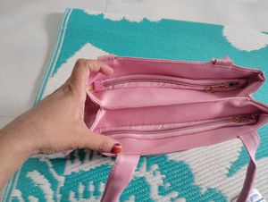 Cute Pink Embroidered Handbag with Adorable Charm