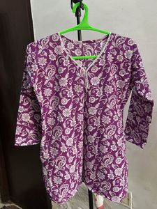 Purple Floral Print Kurta