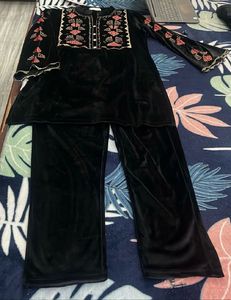 Black Velvet embroidery co ord set
