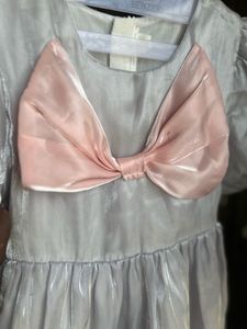 Sparkling Puff Sleeve Dress with Bow