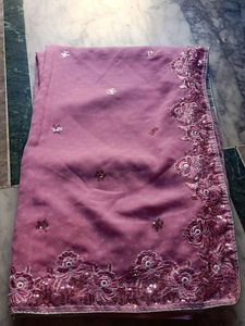 Beautiful Pink Sequinned Saree with Blouse