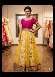 🧿❤️Pink & Yellow Ethenic gown🧿❤️