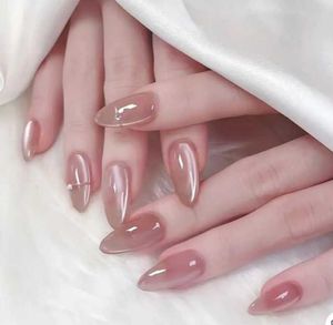 Elegant Almond Press-On Nails (15 pc +12 sticker)
