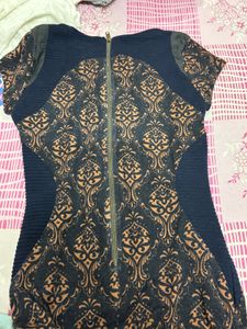 Navy Blue Printed Bodycon Dress