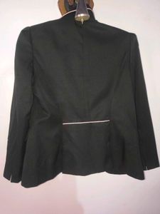 Chic Black Blazer with Pink Trim
