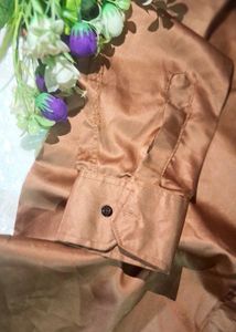 Men's Brown Satin Shirt