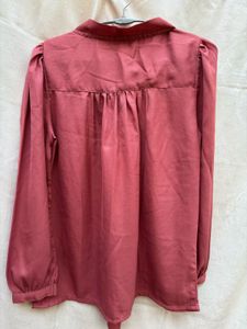 Chic Rose Pink Tie Neck Blouse