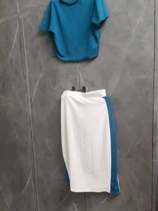 Stylish Blue &amp; White Co-ord Set