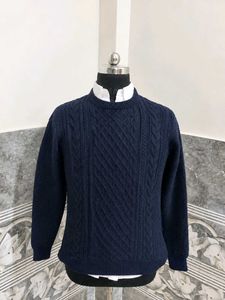 Men's Navy Cable Knit Sweater