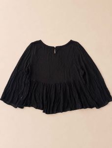 Embroidered Black Bell Sleeve Top