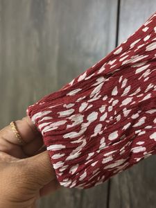 Maroon Printed V-Neck Dress