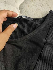 Ribbed Bodycon Black One Piece🆕