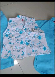 Boys Blue Floral Kurta Set
