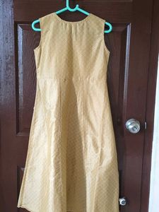 Elegant Sleeveless Yellow Ethnic Gown