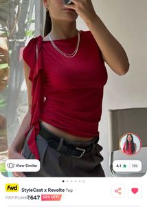 Stylish Red Ruffled Top