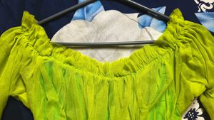 Off-Shoulder Sheer Lime Green Top