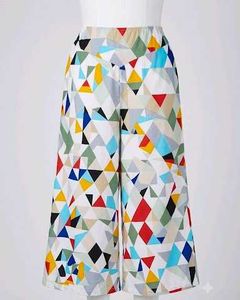 geometric patterned wide-leg trousers or culottes
