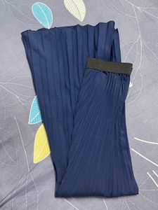 Navy Blue Pleated Skirt for Women