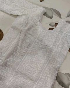 Beautiful Custom-Stitched White Chikankari Kurti