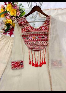 Beige Embroidered Kurta Set