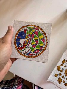 Folk Bird Art with Gold Border