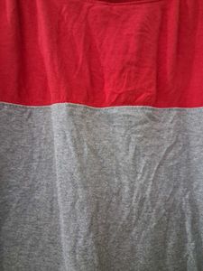 Red &amp; Grey Color Block Tee