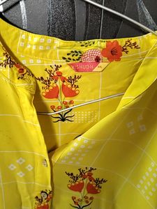 Bright Yellow Kurti with Floral Print