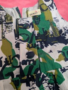Girls Printed Fit &amp; Flare Cotton Dress