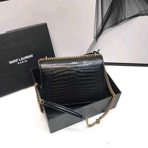 Saint Laurent Black Croc Embossed Bag