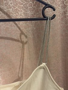 H&amp;M One shoulder rhinestone White Party top