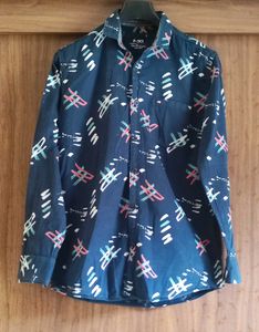 Men's Navy Blue Printed Casual Shirt