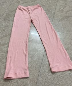 Soft Pink Ribbed Wide Leg Pants