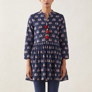 Black Elephant Print Kurta