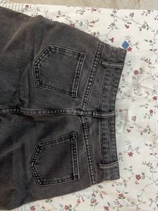 Washed Black Grey Wide Leg Jeans