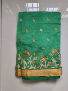 pista green pastel colour saree