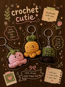 Combo Crocheted Fruity Octopus Keychains Set of 3