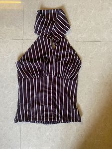 Striped Halter Neck Top