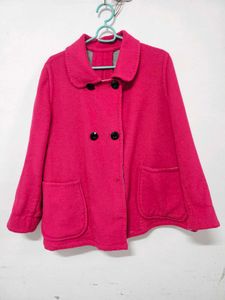 Korean style Pink Belted Peacoat
