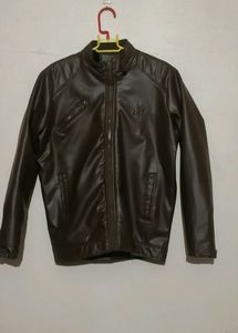 Unisex Brown Solid Leather Jacket🧥